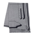 HERMES Rectangle Presidential horse tack Size 180 Gris Foncé / White / Blue MarineH691443T Cashmere70% Silk30%