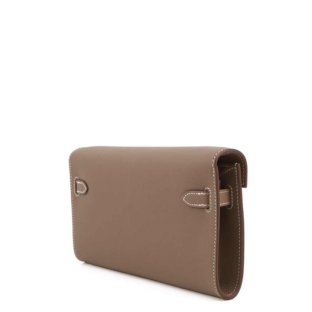 HERMES Kelly wallet long to go Etoupe Evercolor