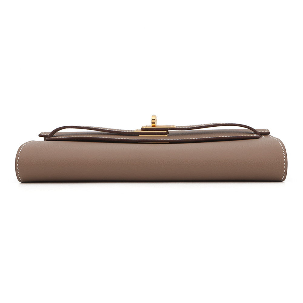 HERMES Kelly wallet long to go Etoupe Evercolor