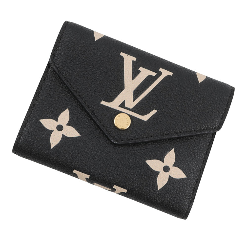 LOUIS VUITTON Portefeuille Victorine Noir/BeigeM80968 Monogram Empreinte Leather