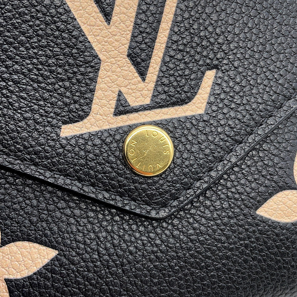 LOUIS VUITTON Portefeuille Victorine Noir/BeigeM80968 Monogram Empreinte Leather