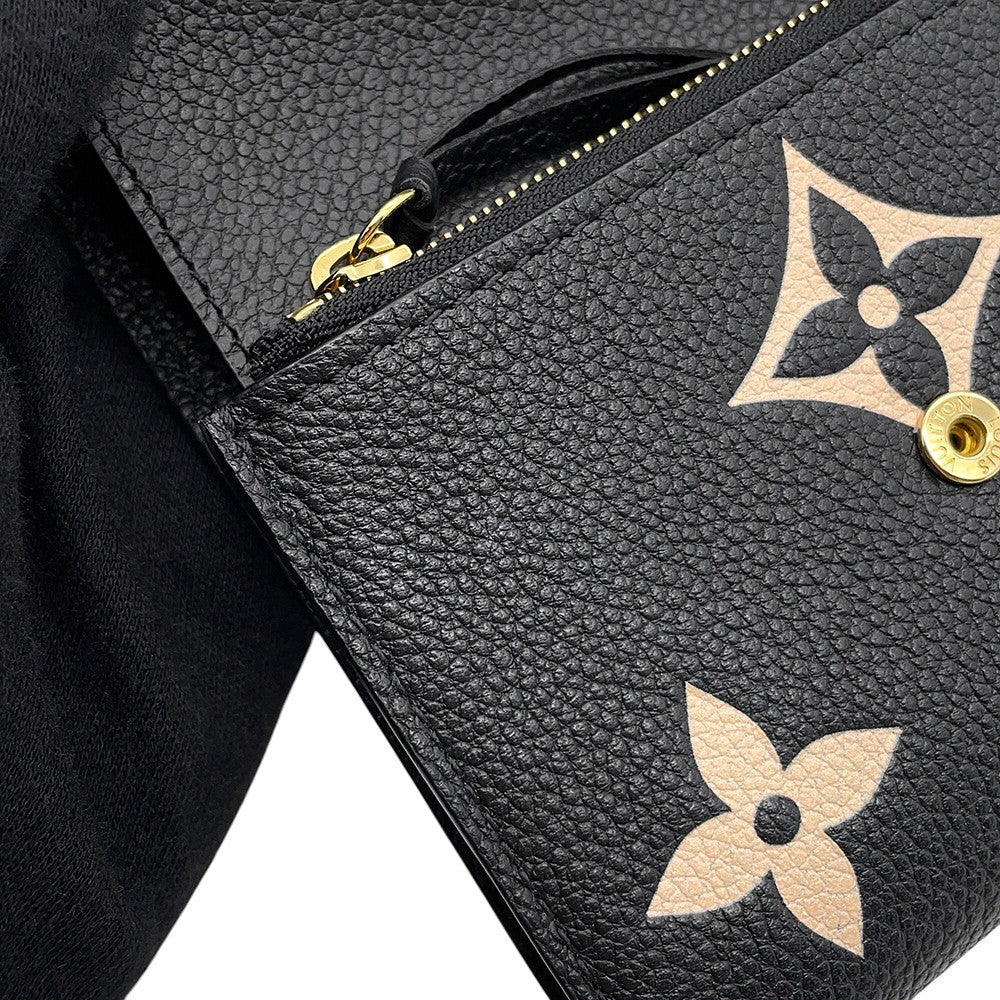 LOUIS VUITTON Portefeuille Victorine Noir/BeigeM80968 Monogram Empreinte Leather