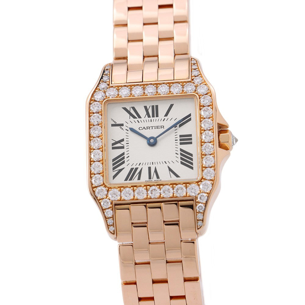 CARTIER Santos Demoiselle LM H37mm×W26mm 18K Pink Gold White DialWF9007Z8