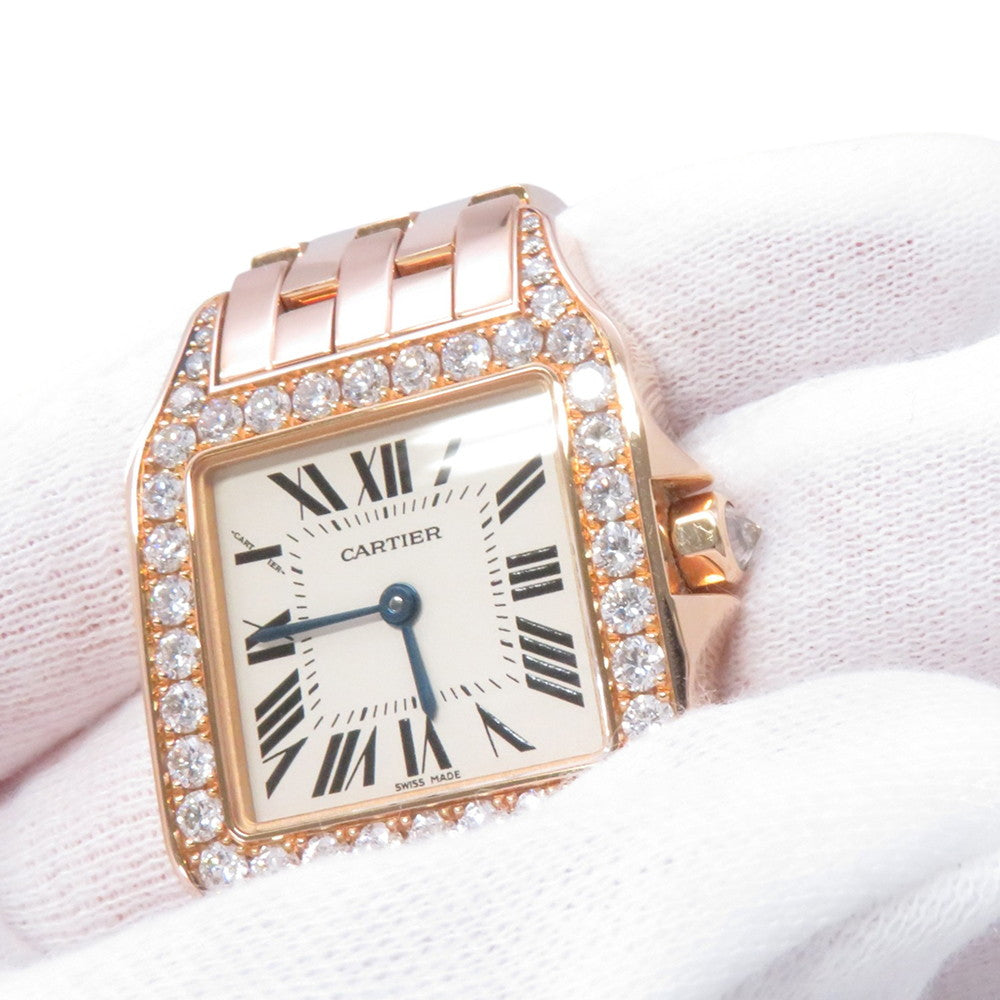 CARTIER Santos Demoiselle LM H37mm×W26mm 18K Pink Gold White DialWF9007Z8