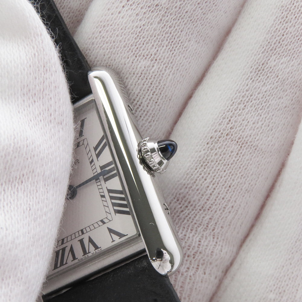 CARTIER Must tank SM H29.5mm×W22mm Stainless Steel Leather Silver DialWSTA0042