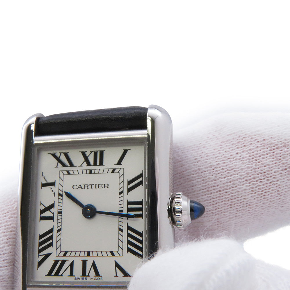 CARTIER Must tank SM H29.5mm×W22mm Stainless Steel Leather Silver DialWSTA0042