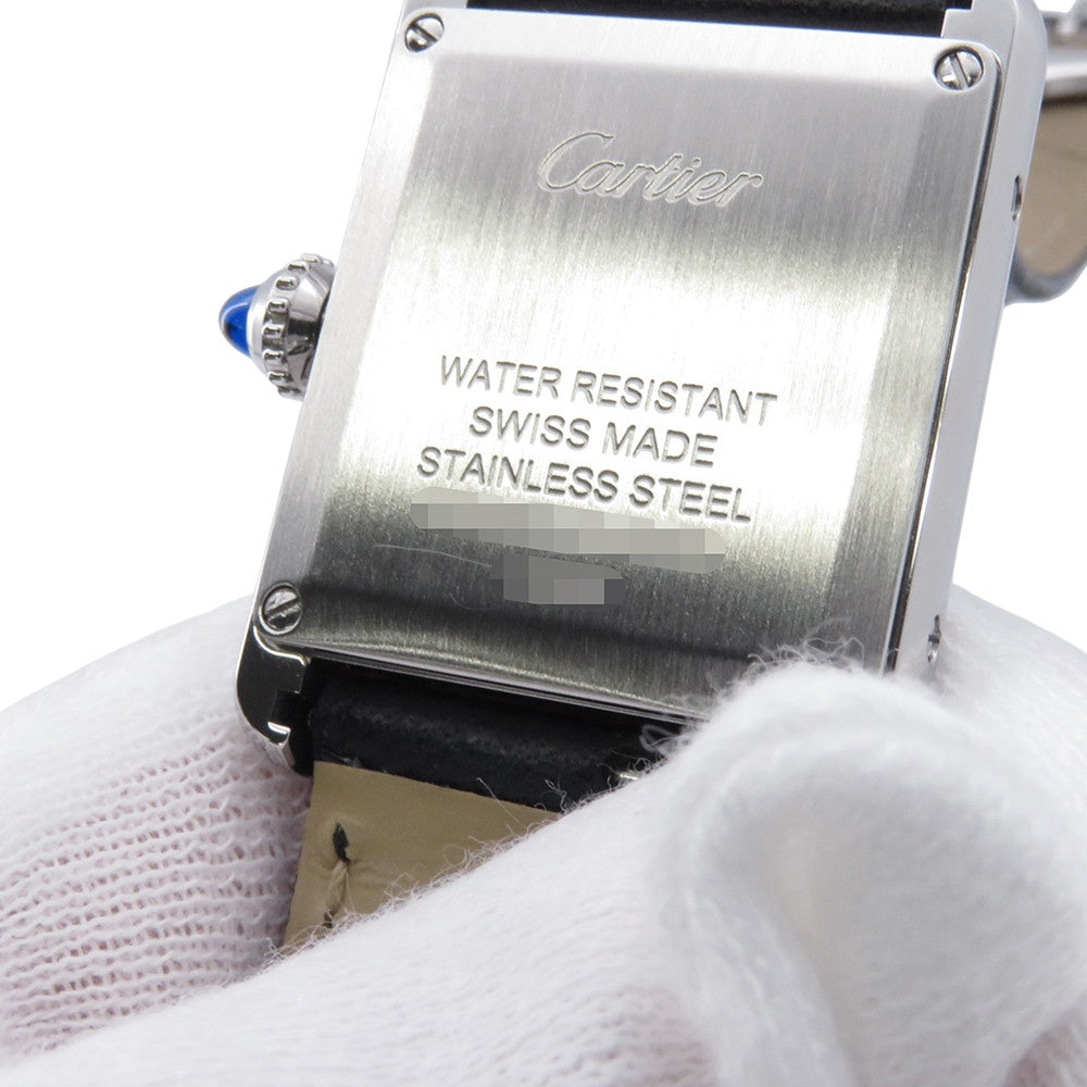 CARTIER Must tank SM H29.5mm×W22mm Stainless Steel Leather Silver DialWSTA0042