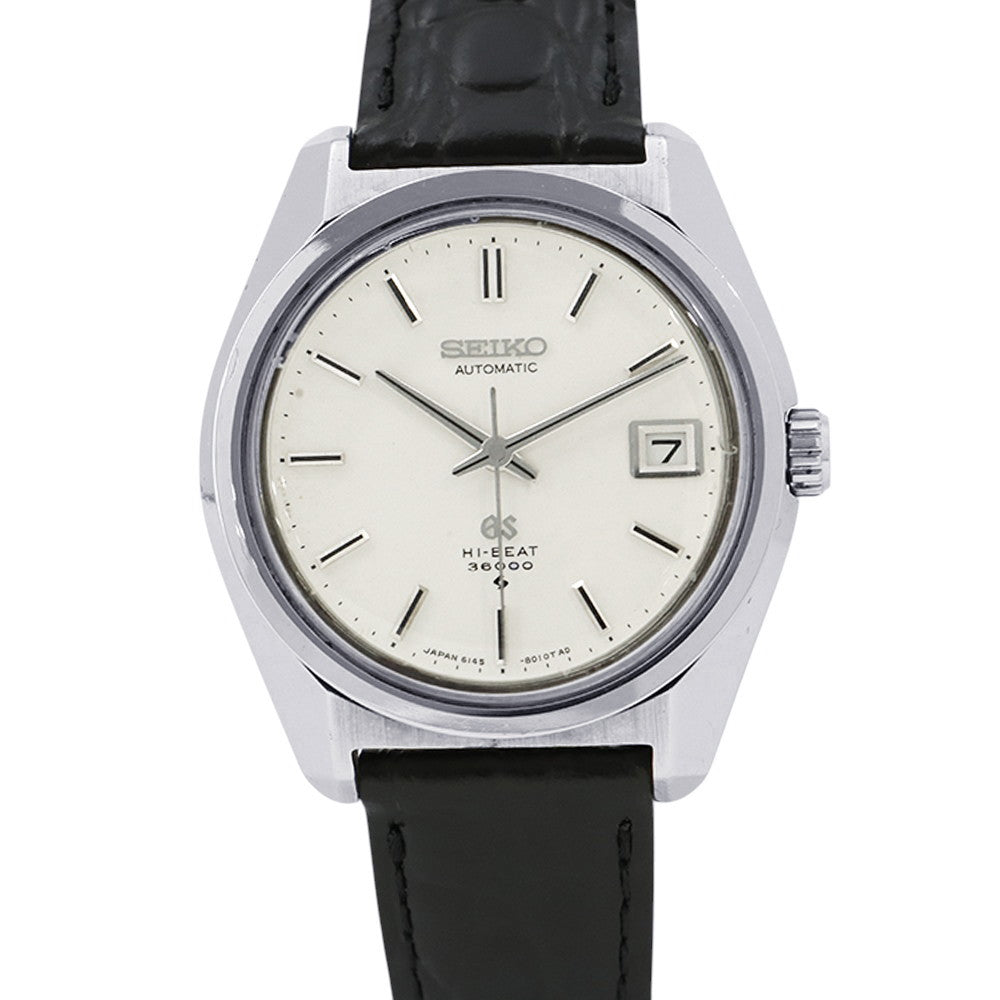 SEIKO Grand Seiko Hi-Beat 36000 W37mm Stainless Steel Leather Silver Dial6145-8000