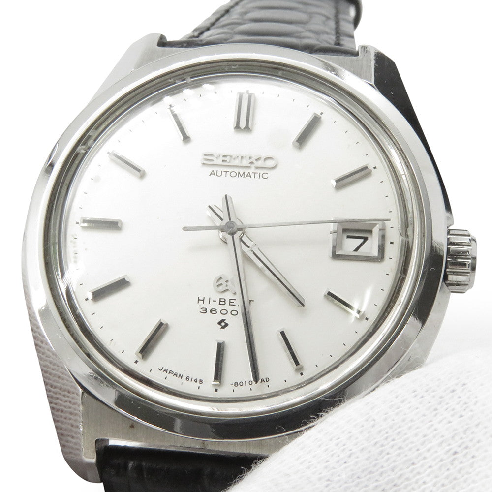 SEIKO Grand Seiko Hi-Beat 36000 W37mm Stainless Steel Leather Silver Dial6145-8000