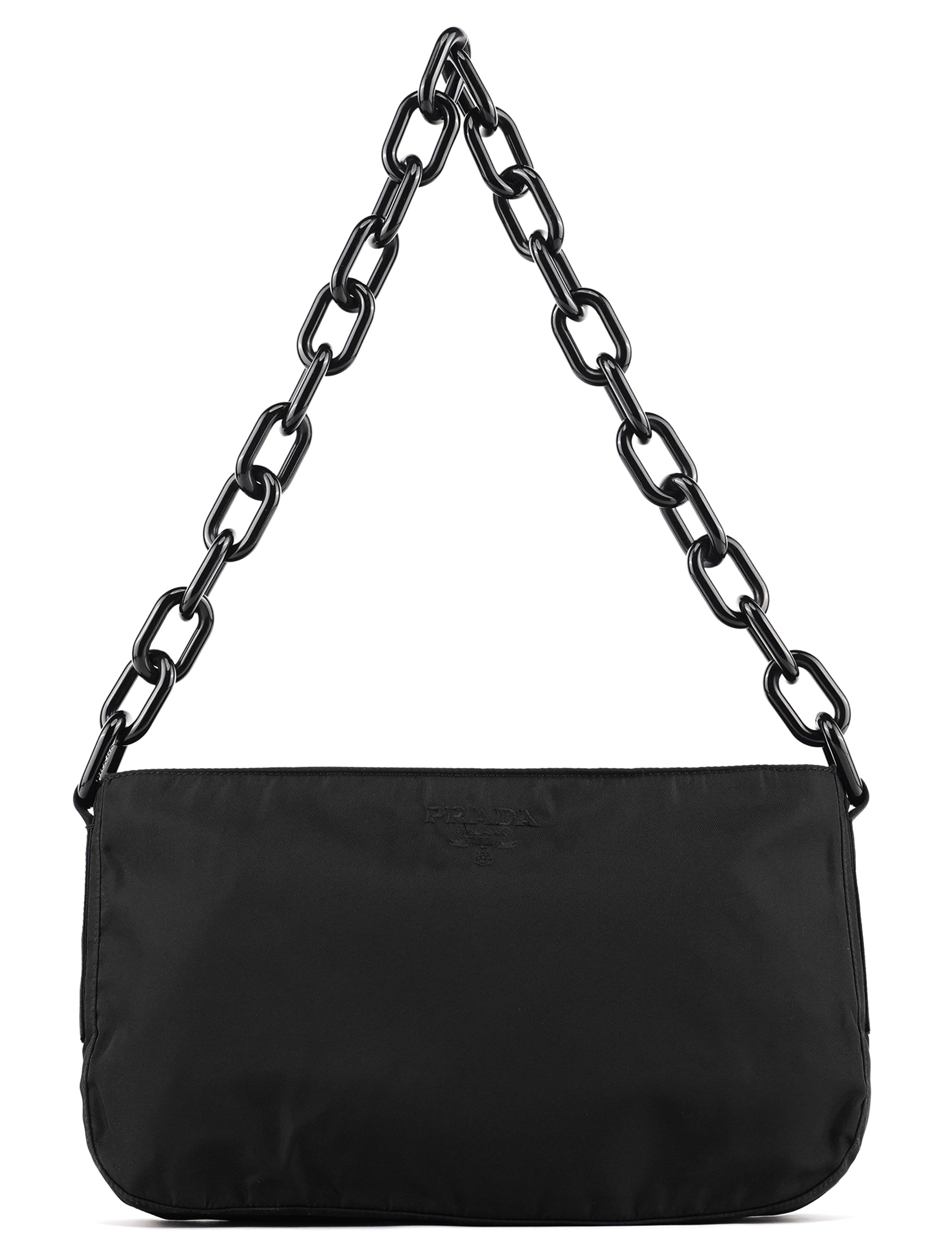1996 Black Tessuto Swing Nylon Chain Shoulder Bag