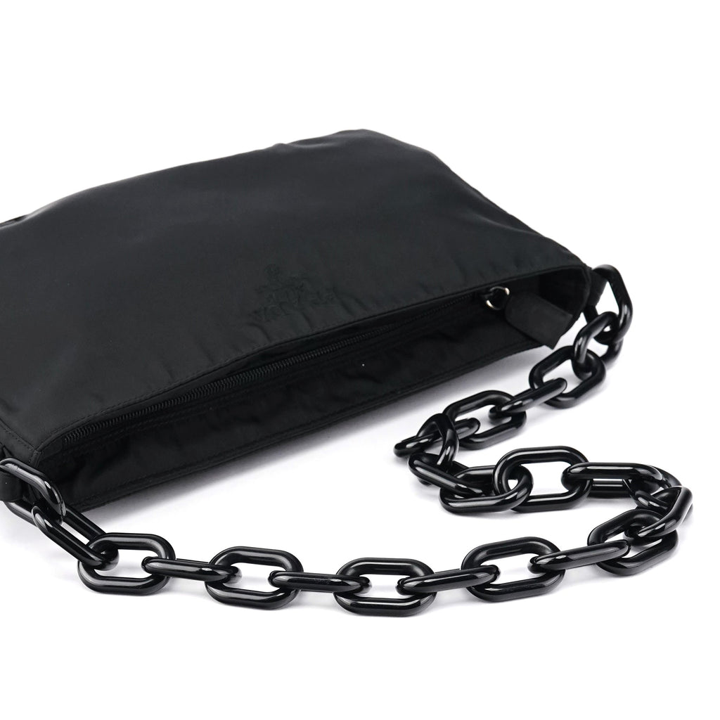 1996 Black Tessuto Swing Nylon Chain Shoulder Bag