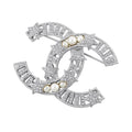 CHANEL CC Logo Star Brooch Metal Faux Pearl Rhinestone