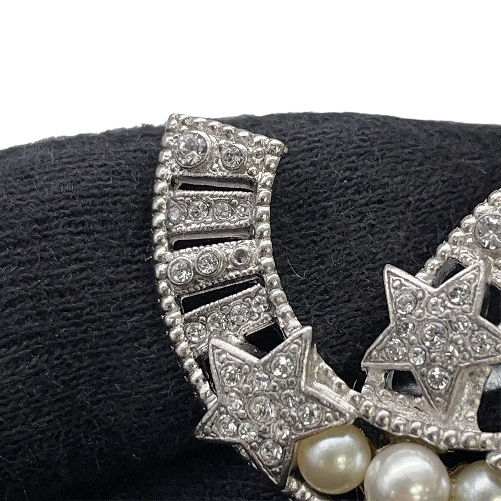 CHANEL CC Logo Star Brooch Metal Faux Pearl Rhinestone
