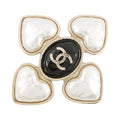 CHANEL CC Logo Heartshall BroochAB7517 Gold Plated Faux Pearl