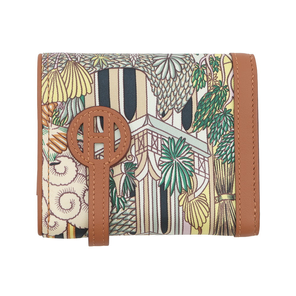 HERMES Avexois Compact ANIMAPOLIS Gold/Multicolor Swift Leather/Silk