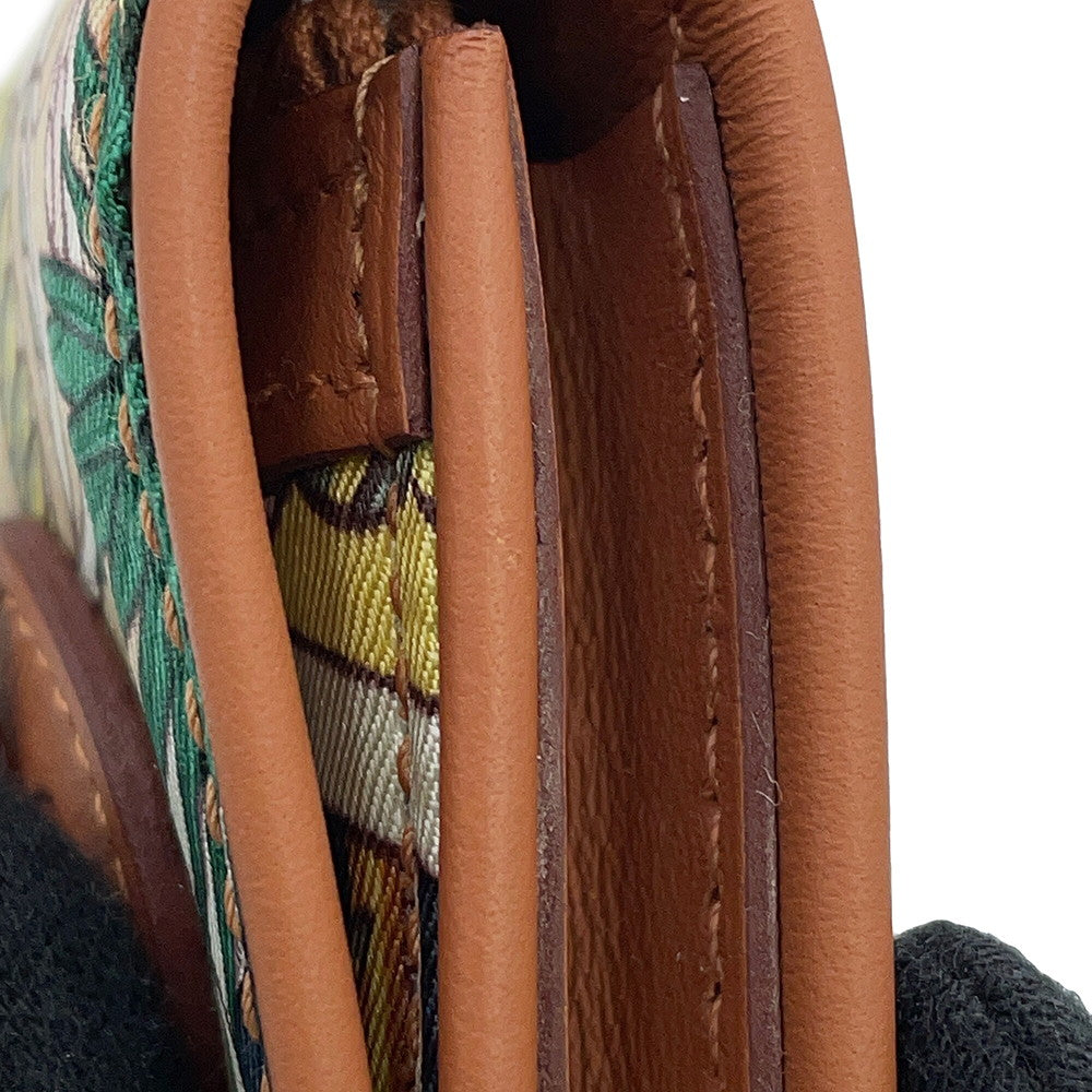 HERMES Avexois Compact ANIMAPOLIS Gold/Multicolor Swift Leather/Silk