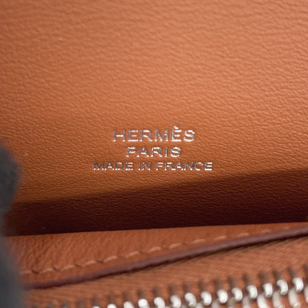 HERMES Avexois Compact ANIMAPOLIS Gold/Multicolor Swift Leather/Silk