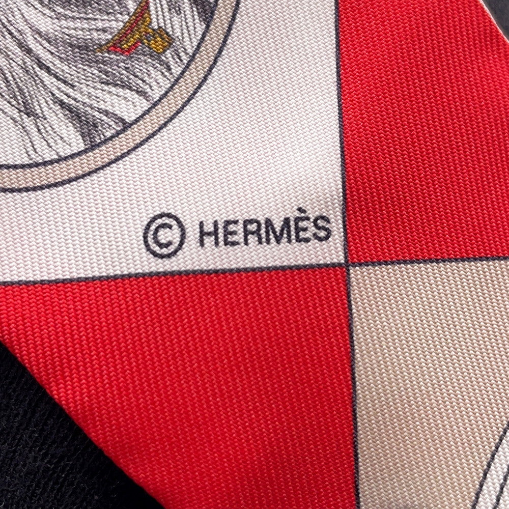 HERMES Twilly Colliers et Chiens forever Rouge/Blanc/Multicolor Silk100%