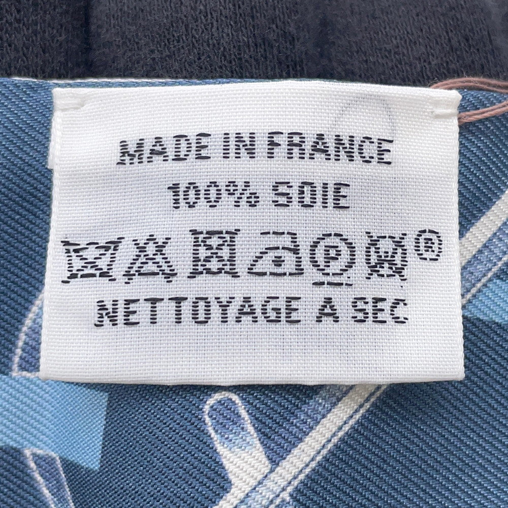HERMES Twilly Do Re Boucles Blue/Gray Silk100%