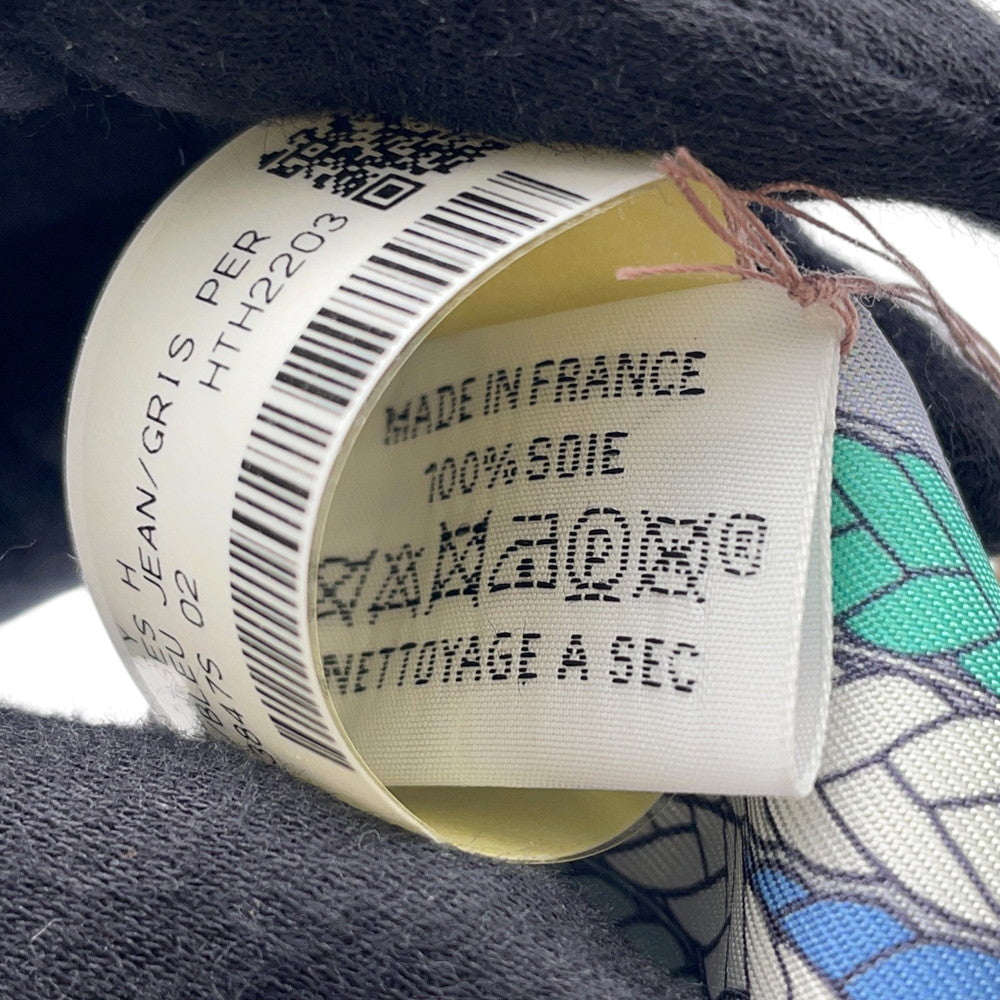 HERMES Twilly TRESSES H Blue Jean / Grispearl Silk100%