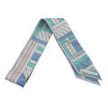 HERMES Twilly TRESSES H Blue Jean / Grispearl Silk100%