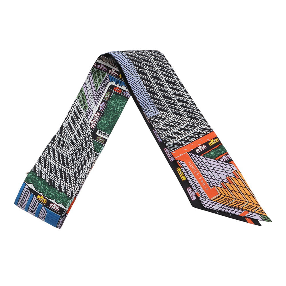 HERMES Twilly Pantin City Black/Parme/Multicolor Silk100%