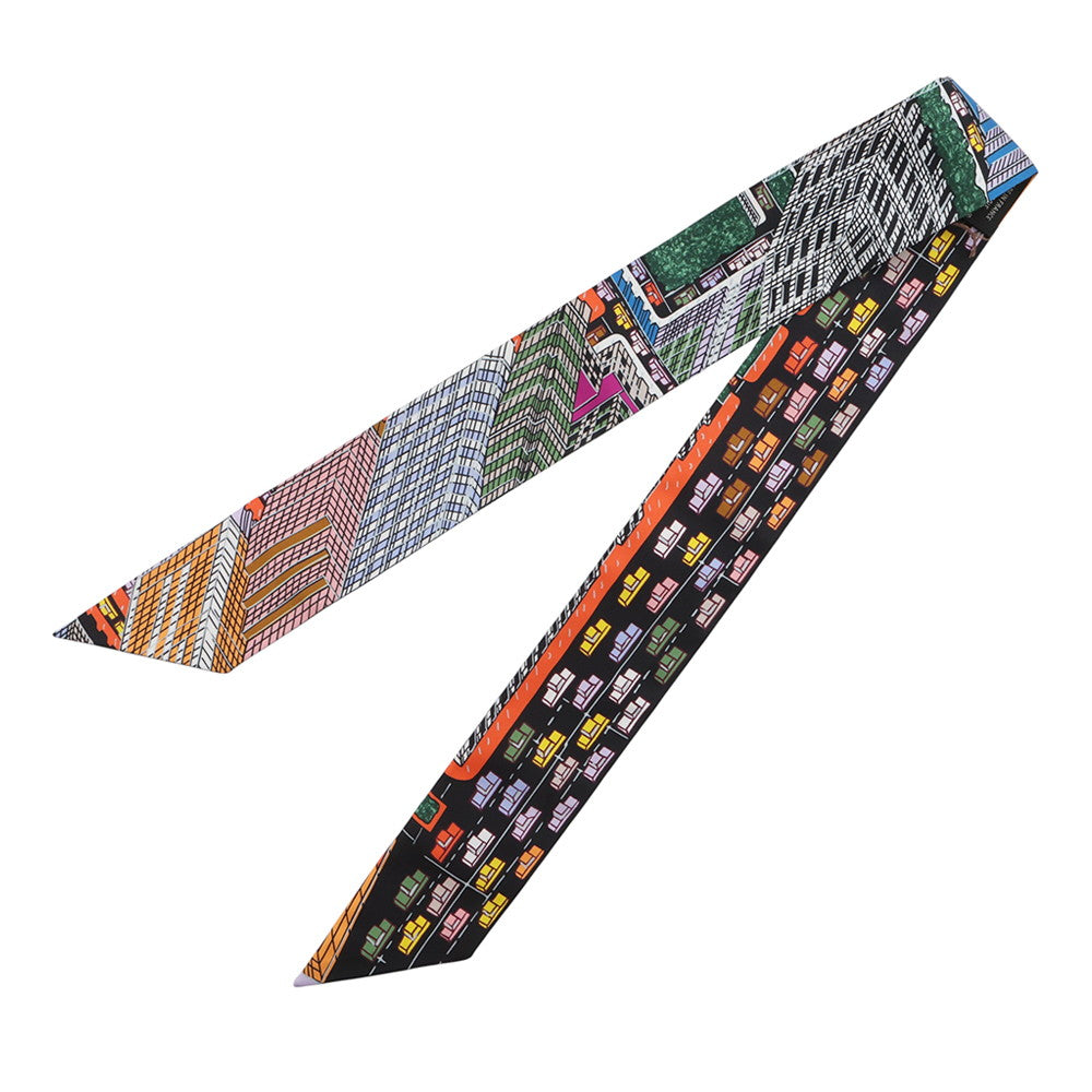 HERMES Twilly Pantin City Black/Parme/Multicolor Silk100%