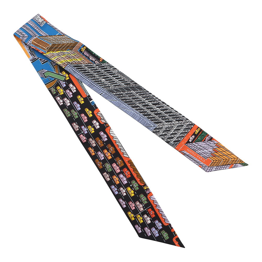 HERMES Twilly Pantin City Black/Parme/Multicolor Silk100%