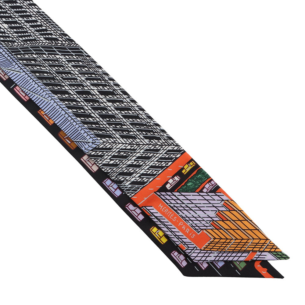 HERMES Twilly Pantin City Black/Parme/Multicolor Silk100%