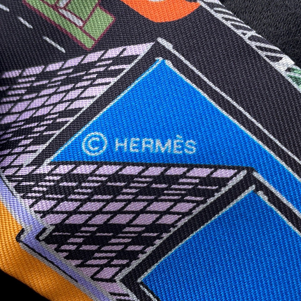 HERMES Twilly Pantin City Black/Parme/Multicolor Silk100%
