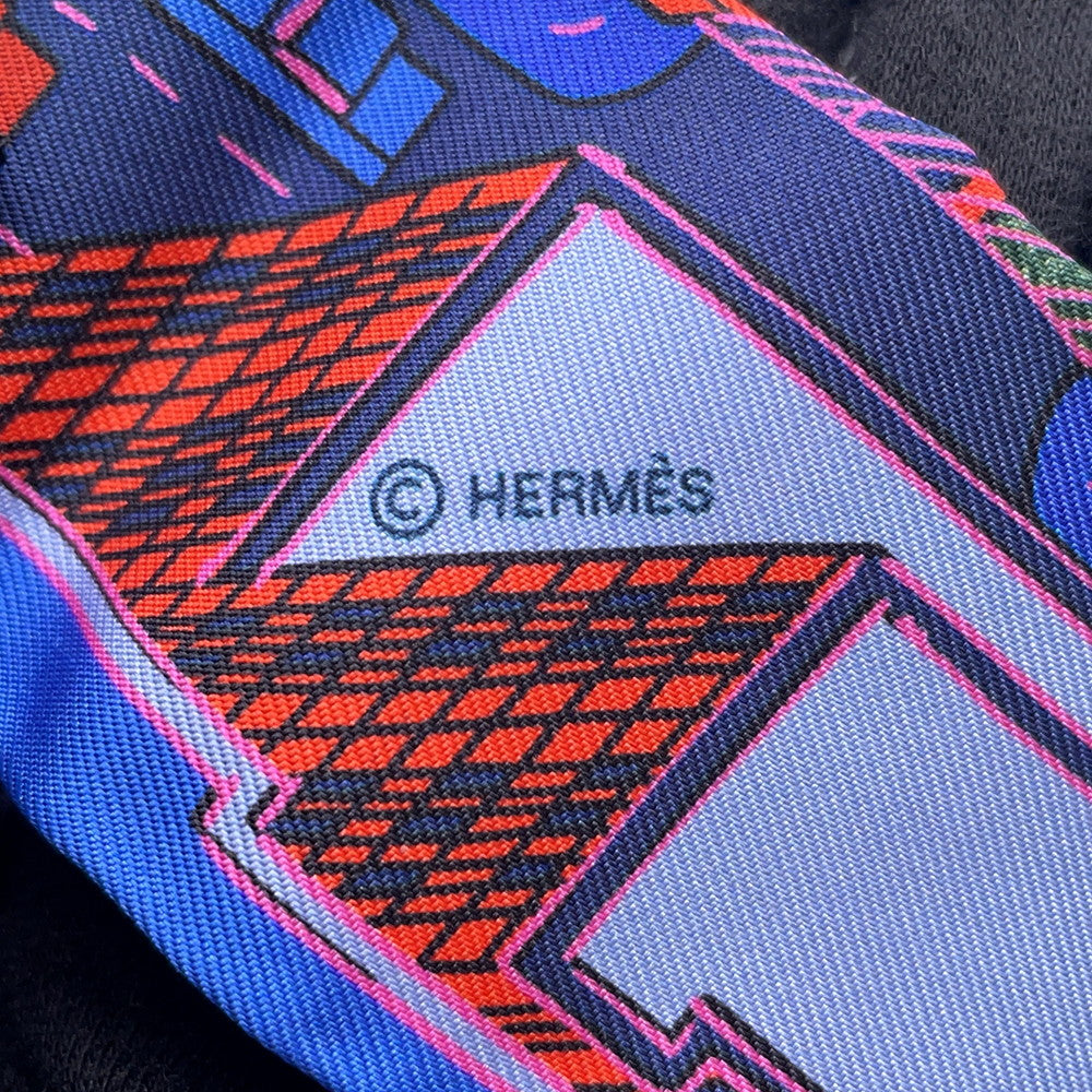 HERMES Twilly Pantin City Blue/Rose/Vert Silk100%