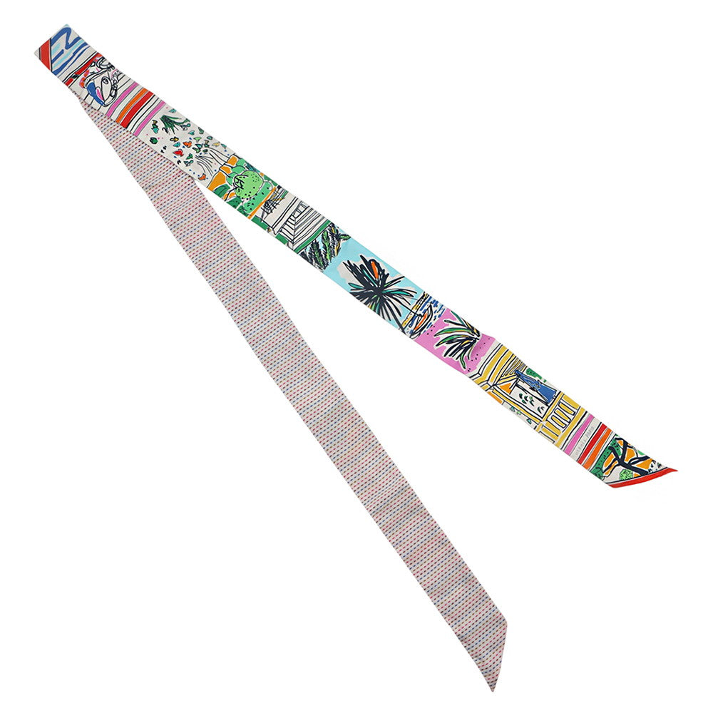 HERMES Twilly Twins EN LIBERTE! Freely! Rose/Blue/Vert Silk100%