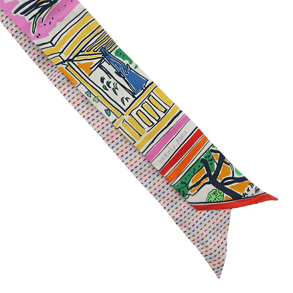 HERMES Twilly Twins EN LIBERTE! Freely! Rose/Blue/Vert Silk100%
