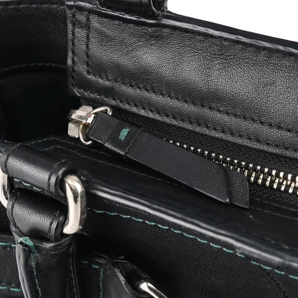F08A70 Black Leather Hamptons Tote Bag