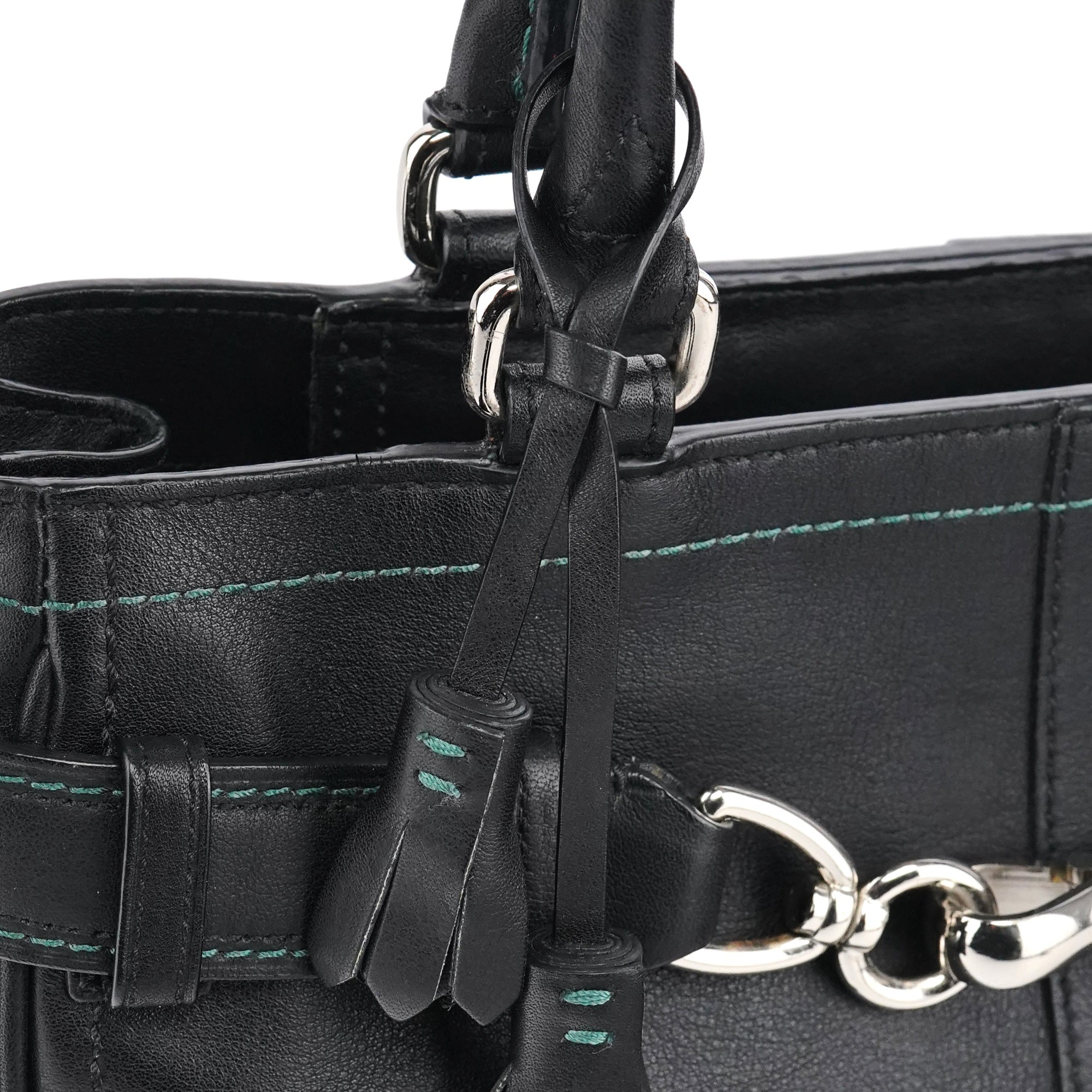 F08A70 Black Leather Hamptons Tote Bag