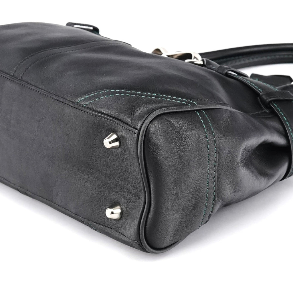 F08A70 Black Leather Hamptons Tote Bag