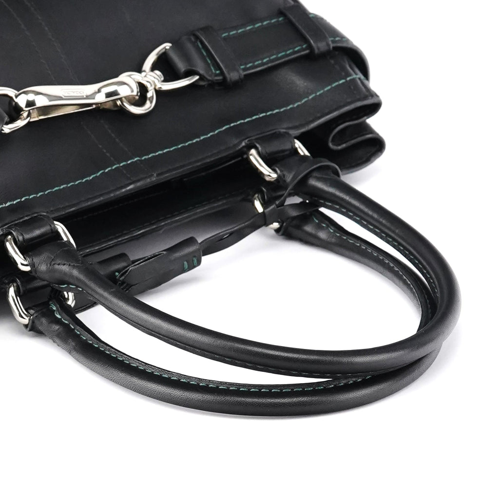 F08A70 Black Leather Hamptons Tote Bag