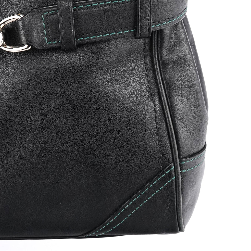 F08A70 Black Leather Hamptons Tote Bag