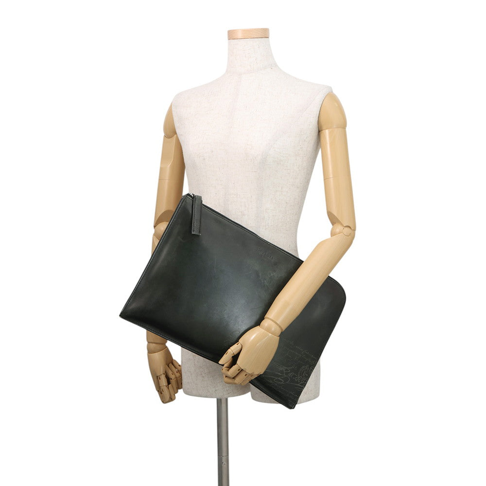 Berluti Clutch Bag Nino Dark GreenNINO_XL-V2 Scrit Calligraphy Size XL