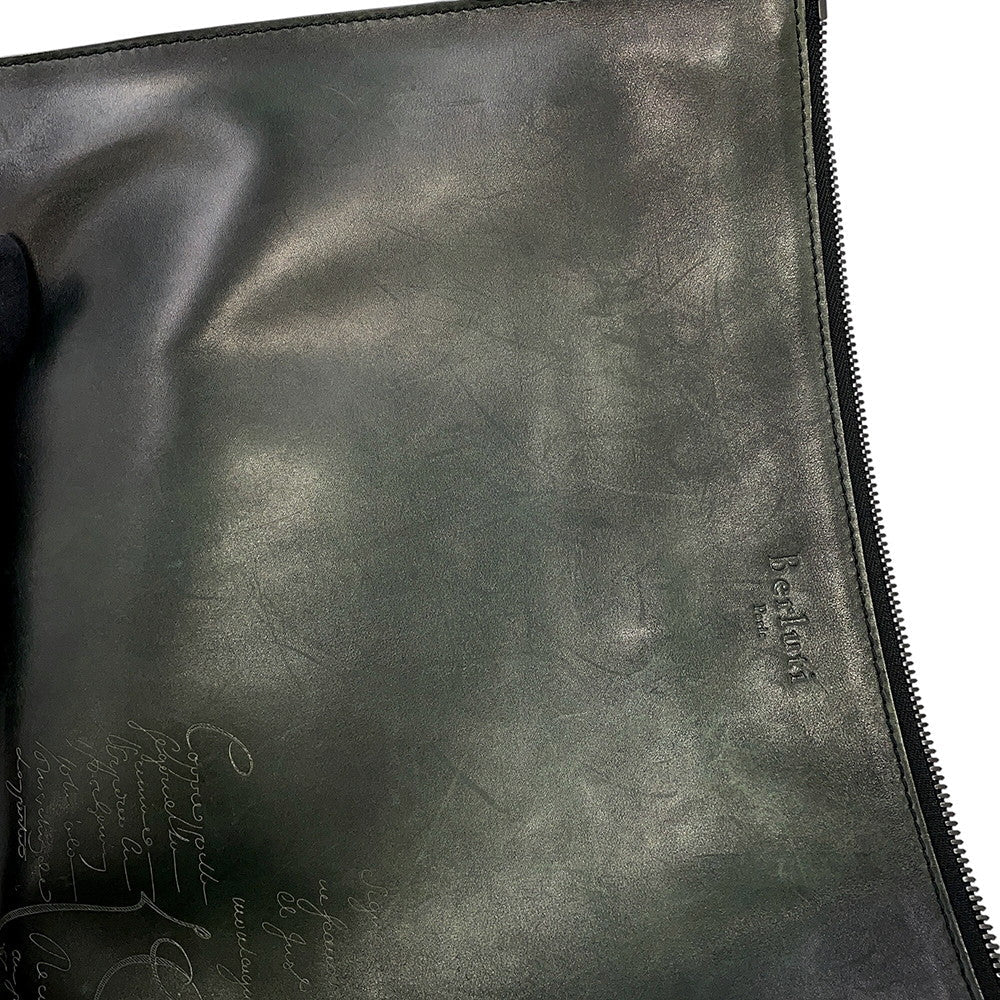 Berluti Clutch Bag Nino Dark GreenNINO_XL-V2 Scrit Calligraphy Size XL