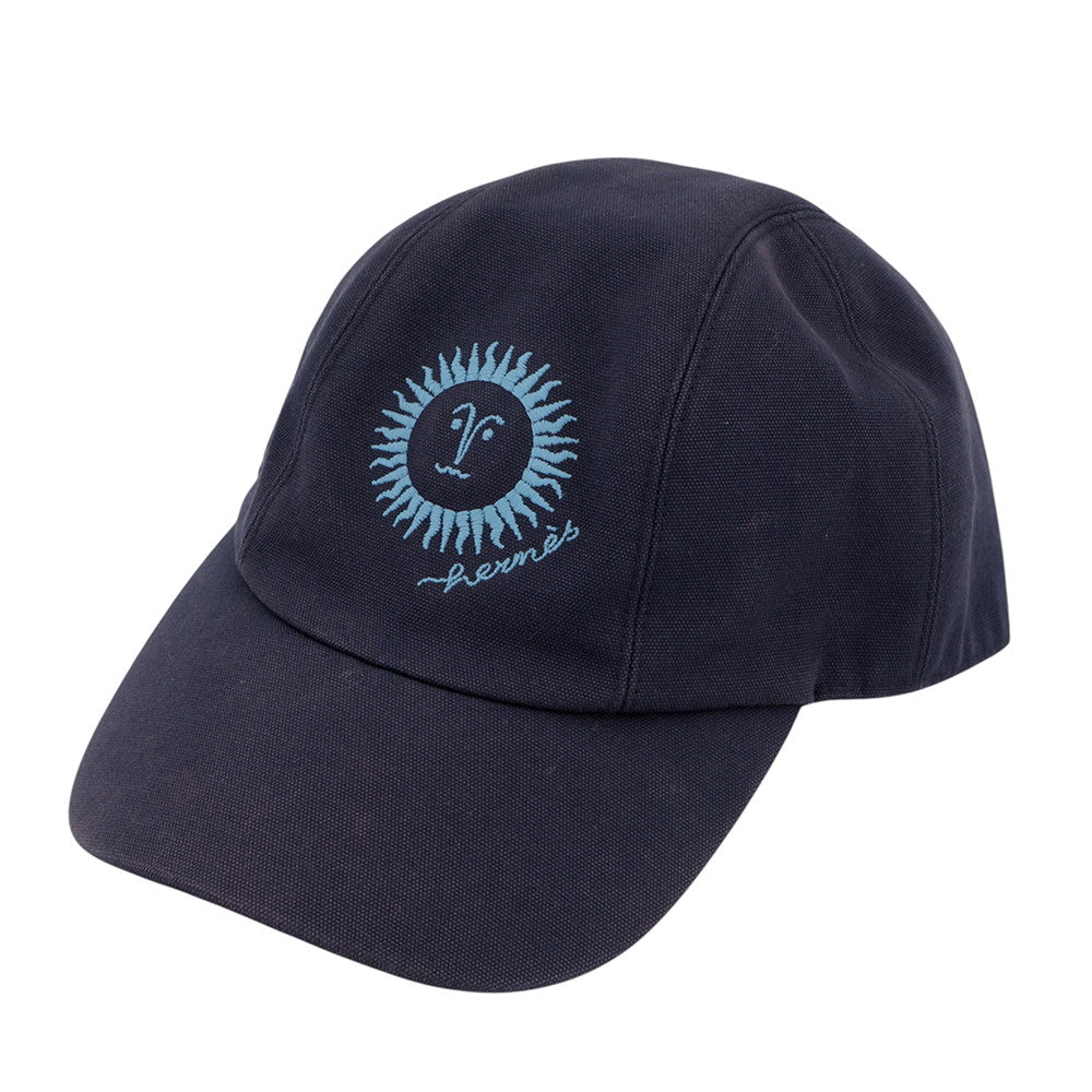 HERMES Cap Davis Sunshine Size 59 Navy Cotton