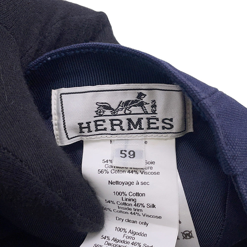 HERMES Cap Davis Sunshine Size 59 Navy Cotton