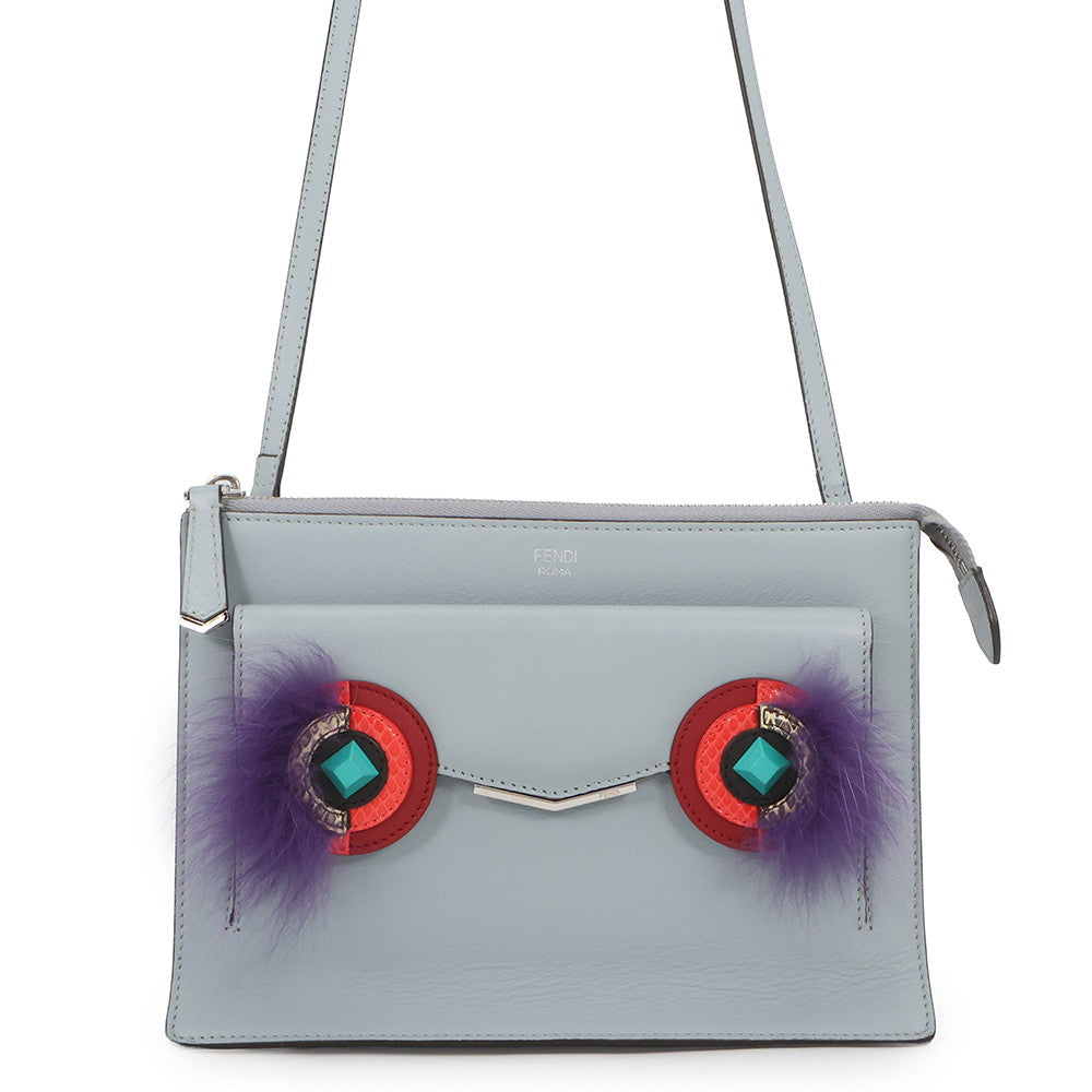 FENDI Two Jules Bugs Monster Shoulder Bag Gray/Multicolor8M0369 Leather Fur