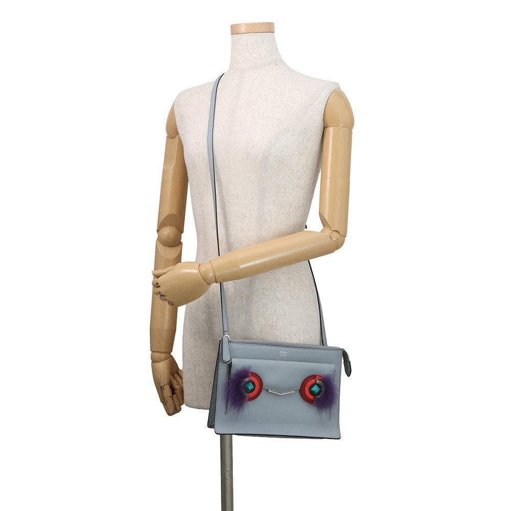FENDI Two Jules Bugs Monster Shoulder Bag Gray/Multicolor8M0369 Leather Fur