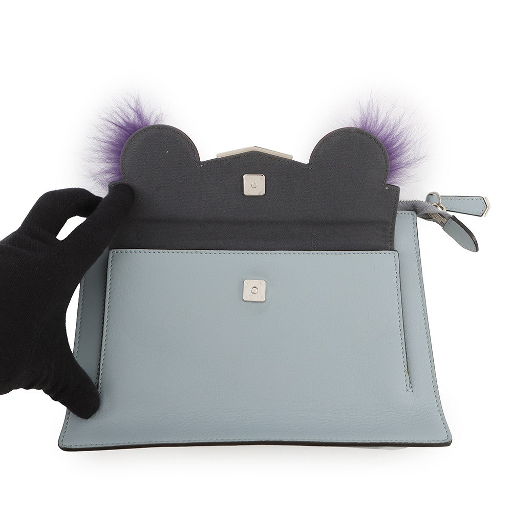 FENDI Two Jules Bugs Monster Shoulder Bag Gray/Multicolor8M0369 Leather Fur
