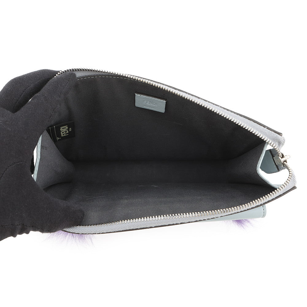 FENDI Two Jules Bugs Monster Shoulder Bag Gray/Multicolor8M0369 Leather Fur