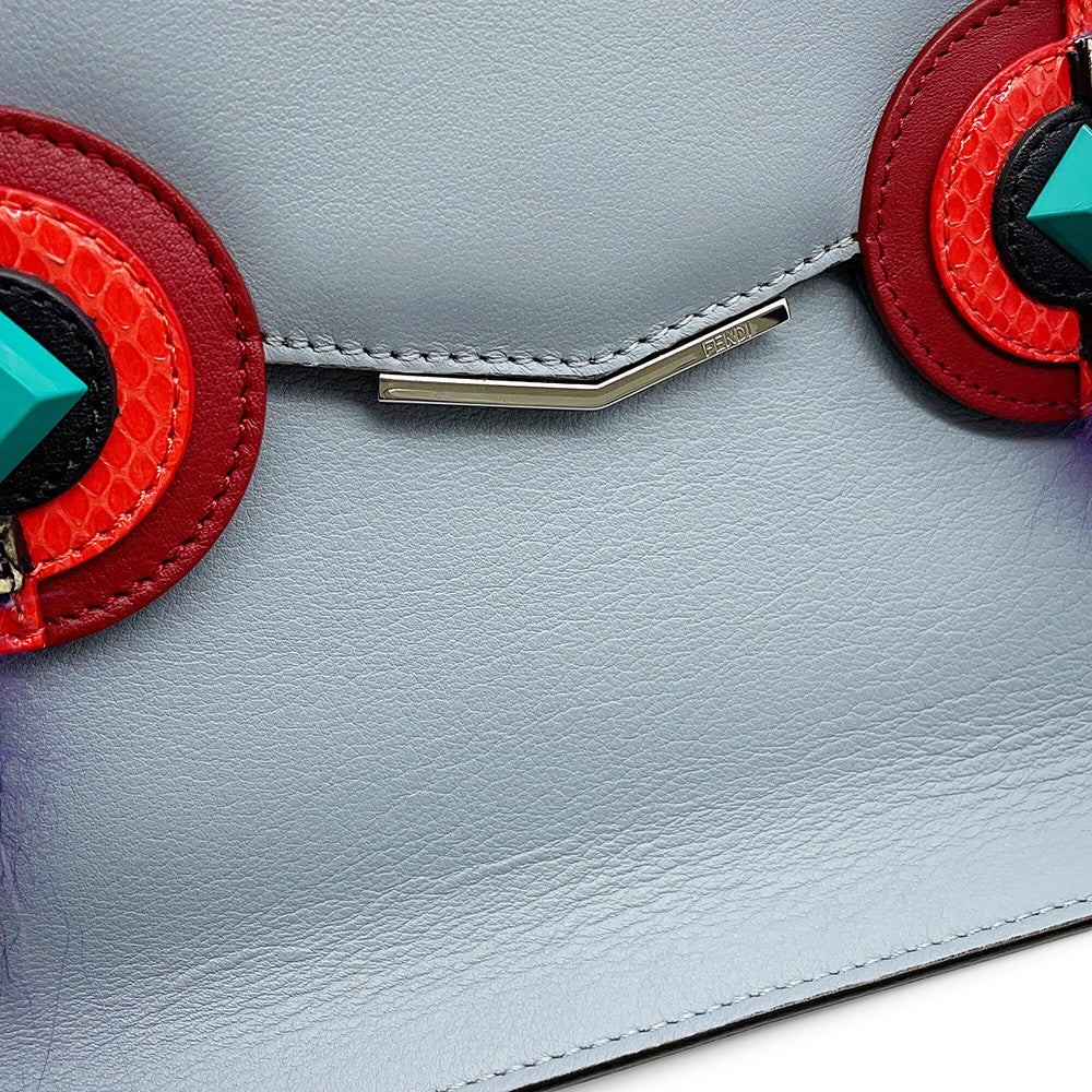 FENDI Two Jules Bugs Monster Shoulder Bag Gray/Multicolor8M0369 Leather Fur