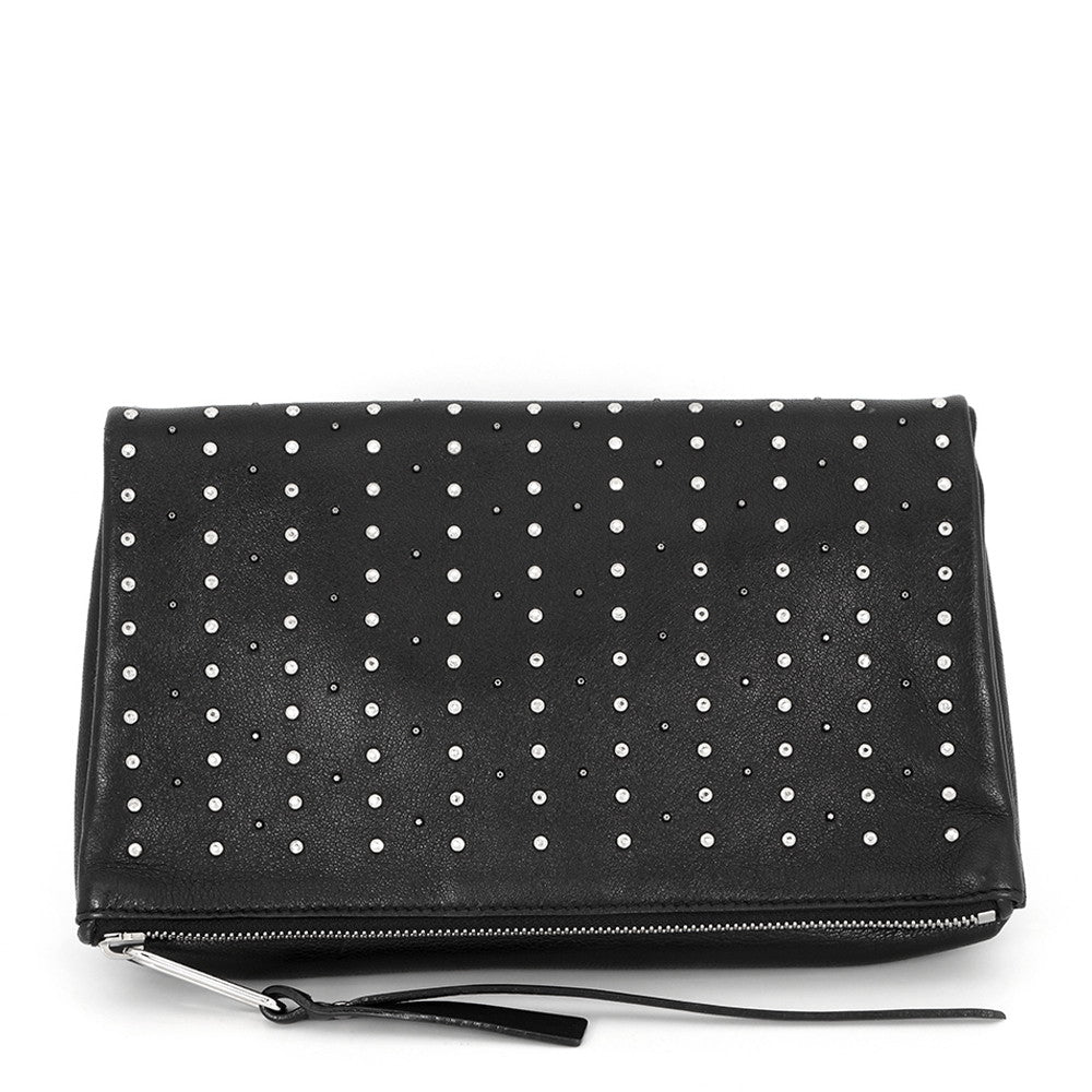 JIMMY CHOO Studded Clutch Bag Black Leather