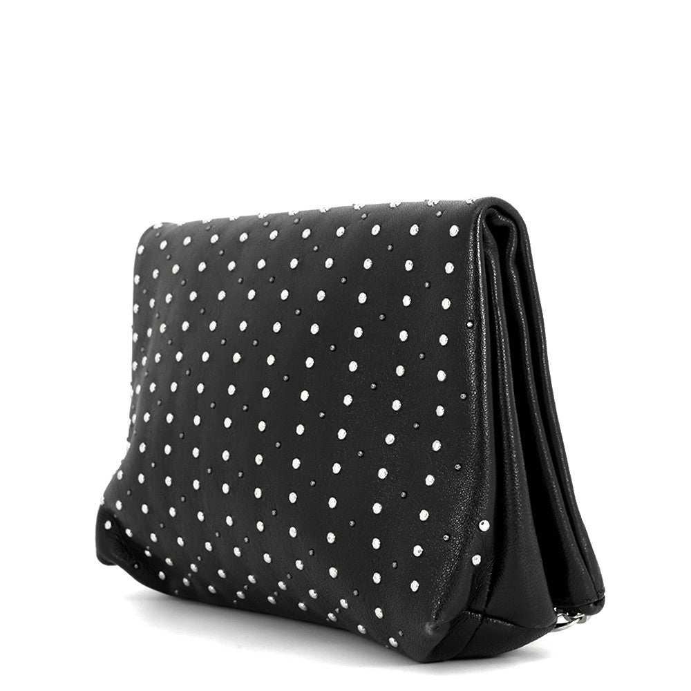JIMMY CHOO Studded Clutch Bag Black Leather