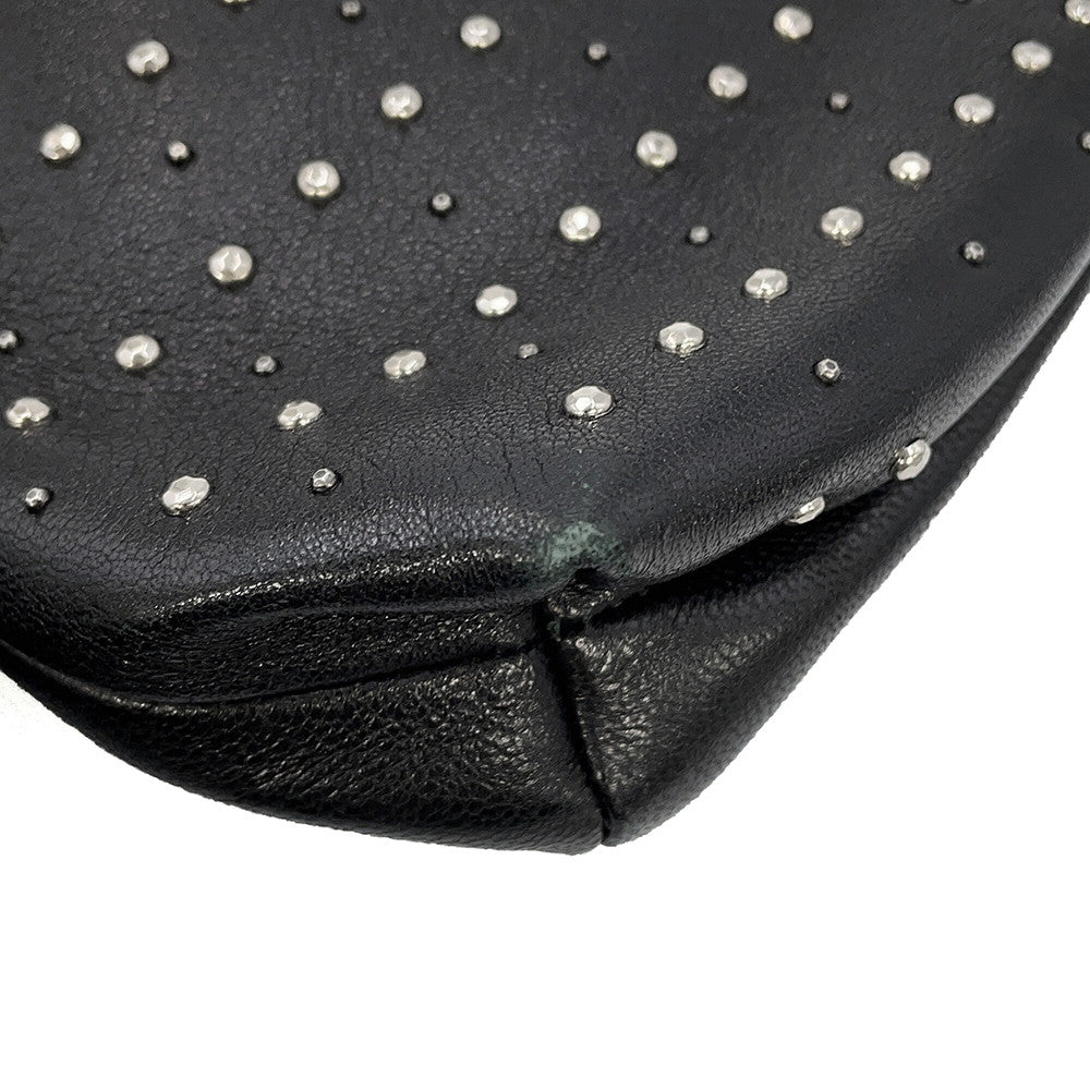 JIMMY CHOO Studded Clutch Bag Black Leather